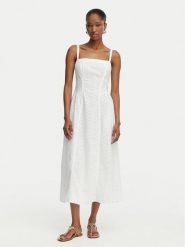 Guess Sukienka letnia W6GK44 W1884 Biały Regular Fit. Białe sukienki damskie Guess, z aplikacjami, z bawełny, bez ramiączek. Za 694.99 zł.