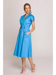 Stylove Sukienka w kolorze niebieskim rozmiar: XXL. Niebieskie sukienki damskie Stylove, bez wzorów, z bawełny, bez ramiączek. Za 225.57 zł.