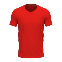 Koszulka Z Elastycznym Dekoltem Unisex Dla Dorosłych. Czerwone bluzki damskie Stedman, bez wzorów, sportowe, bez kołnierzyka, bez ramiączek. Za 74.99 zł.