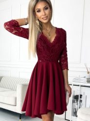 Sukienka Model Nicolle 210-15 Bordo - Numoco. Czerwone sukienki damskie NUMOCO, bez wzorów, z koronki, bez ramiączek. Za 356.58 zł.