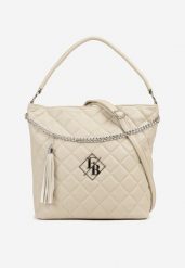 Beżowa Torebka Pikowana Shopper z Paskiem Lanelea. Brązowe shopper bag Born2be, bez wzorów, bez dodatków. Za 84.99 zł.