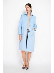 ASSUILI Płaszcz przejściowy w kolorze błękitnym rozmiar: 38. Niebieskie płaszcze damskie Assuili, bez wzorów, z wełny, bez kaptura. Za 434.99 zł.