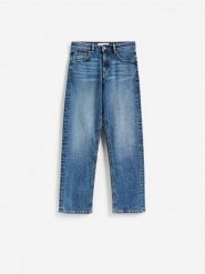 Jeansy straight petite - granatowy. Niebieskie jeansy damskie Reserved, petite. Za 129.99 zł.
