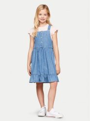 Tommy Hilfiger Sukienka jeansowa Summery KG0KG07928 Niebieski Regular Fit. Niebieskie sukienki dziewczęce Tommy Hilfiger, bez wzorów, z bawełny, bez ramiączek, proste. Za 329.99 zł.