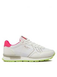 Pepe Jeans Sneakersy Brit Neon W PLS40011 Biały. Białe obuwie sportowe damskie Pepe Jeans, z jeansu, bez zapięcia. W wyprzedaży za 249.99 zł.