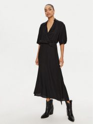 PINKO Sukienka letnia 103561 A1WV Czarny Regular Fit. Czarne sukienki damskie Pinko, bez wzorów, z wiskozy, bez ramiączek. Za 379.99 zł.