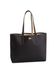 Lacoste Torebka Shopping Bag NF2142AA Czarny. Czarne shopper bag Lacoste, ze skóry, bez dodatków. Za 539.99 zł.
