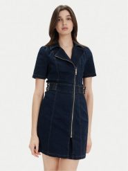 Morgan Sukienka jeansowa 231-RZOE Granatowy Slim Fit. Niebieskie sukienki damskie Morgan, bez wzorów, z bawełny, bez ramiączek. Za 479.99 zł.