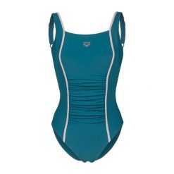 Strój kąpielowy damski treningowy basenowy modelujący plażowy Arena Amelia. Niebieskie stroje jednoczęściowe Arena, bez wzorów. Za 259.99 zł.