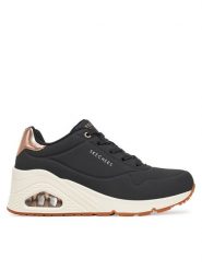 Skechers Sneakersy UNO Wedge - Hi Steps (177520-BBK) 177520/BLK Czarny. Czarne obuwie sportowe damskie Skechers, ze skóry, bez zapięcia. Za 239.99 zł.