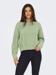 ONLY Sweter w kolorze jasnozielonym rozmiar: XL. Zielone swetry klasyczne damskie Only, xl, ze splotem, bez kołnierzyka. Za 109.78 zł.
