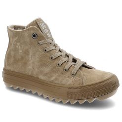 Beżowe Sneakersy Big Star Damskie Stylowe Obuwie. Brązowe obuwie sportowe damskie Big Star, na jesień, ze skóry ekologicznej, bez zapięcia. Za 129.00 zł.