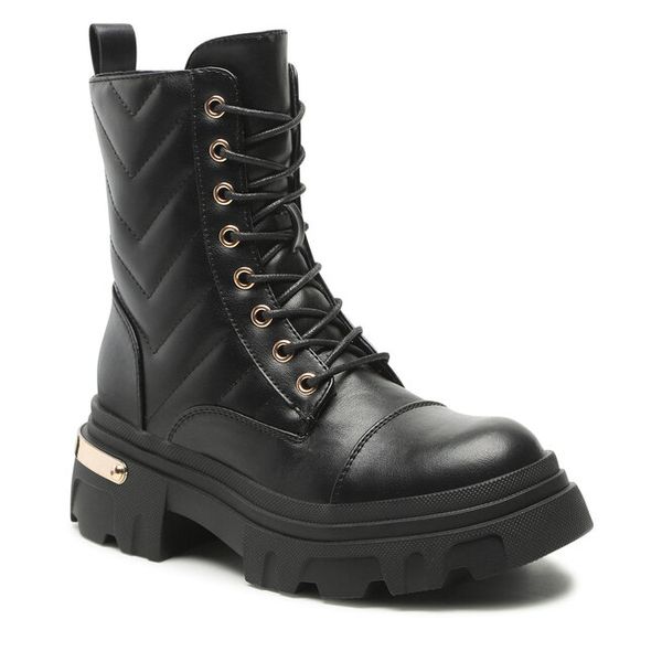 Trzewiki DeeZee. Czarne botki damskie DeeZee, bez obcasa, na płaskiej podeszwie, bez zapięcia. Za 159.99 zł.