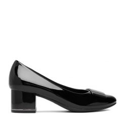 Czółenka JENNY. Czarne czółenka damskie Jenny, bez wzorów, bez obcasa. Za 129.99 zł.