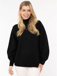 Zwillingsherz Sweter w kolorze czarnym rozmiar: XL. Czarne swetry klasyczne damskie Zwillingsherz, xl, prążkowane, bez kołnierzyka. Za 222.94 zł.