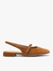 Rude czółenka slingback. Brązowe czółenka damskie Brawo sp. z o.o., bez wzorów, bez obcasa, na obcasie. W wyprzedaży za 269.99 zł.