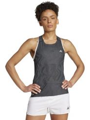 Adidas Top "Ultimate" w kolorze antracytowym do biegania rozmiar: L. Czarne koszulki sportowe damskie Adidas, l, bez wzorów, bez ramiączek, do biegania. Za 101.23 zł.