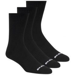 Skarpetki sportowe dla dorosłych 3pk Unisex Non Terry Crew. Czarne skarpetki damskie Skechers, bez wzorów, z bawełny. Za 49.99 zł.