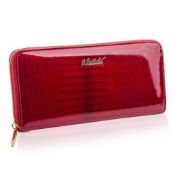 Portfel skórzany BETLEWSKI czerwony BPD-CR-5201. Czerwone portfele damskie Betlewski, bez wzorów, ze skóry. Za 149.99 zł.
