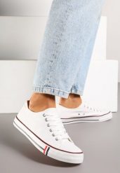Biało-Czerwone Basicowe Trampki pod Kostkę Lilamea. Białe trampki damskie Renee, bez wzorów, bez zapięcia. Za 49.99 zł.