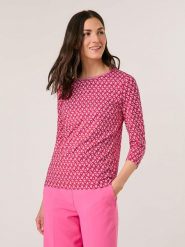 Gerry Weber Koszulka w kolorze biało-jasnoróżowo-czerwonym rozmiar: 42. Białe bluzki damskie Gerry Weber, bez wzorów, z bawełny, bez kołnierzyka, bez ramiączek. Za 131.74 zł.