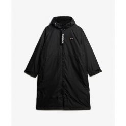 Kurtka przeciwdeszczowa damska Superdry. Czarne kurtki damskie Superdry, uniwersalny, bez wzorów, bez kaptura. W wyprzedaży za 680.25 zł.
