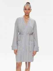 DKNY Szlafrok YI10008 Szary. Szare szlafroki damskie DKNY, bez wzorów, z bawełny, bez kaptura. Za 279.99 zł.