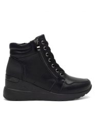 Clara Barson Botki AUGUSTA WS2229-47 Czarny. Czarne botki damskie Clara Barson, ze skóry, bez obcasa, na koturnie, bez zapięcia. Za 139.99 zł.