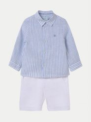 Abel & Lula Komplet koszula i szorty materiałowe 05252 Biały Regular Fit. Białe koszule chłopięce Abel & Lula, bez wzorów, ze lnu, bez kołnierzyka, bez ramiączek. Za 269.99 zł.