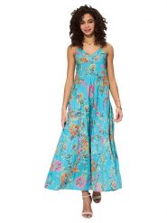 Aller Simplement Sukienka w kolorze turkusowym ze wzorem rozmiar: 38/40. Niebieskie sukienki damskie Aller Simplement, bez wzorów, z bawełny, bez ramiączek. Za 100.99 zł.