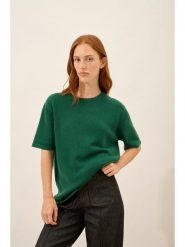 Just Cashmere Kaszmirowa koszulka "Carla" w kolorze zielonym rozmiar: L. Zielone koszulki damskie Just Cashmere, l, bez wzorów, z kaszmiru, bez kołnierzyka, bez ramiączek. Za 543.90 zł.