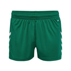 Szorty damskie Hummel Core Xk. Zielone spodenki sportowe damskie Hummel, bez wzorów, do siatkówki. Za 111.50 zł.