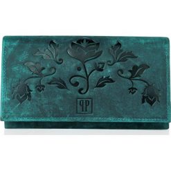 Portfel damski skórzany PAOLO PERUZZI zielony T-44-GR. Zielone portfele damskie PAOLO PERUZZI, bez wzorów, ze skóry. Za 74.99 zł.