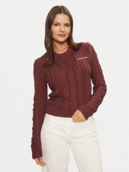 Guess Jeans Sweter W4BR13 Z3HN2 Bordowy Regular Fit. Czerwone swetry klasyczne damskie Guess Jeans, l, z jeansu, bez kołnierzyka. Za 479.99 zł.