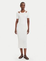 Fracomina Sukienka dzianinowa FJ26SD5001K56501 Kremowy Slim Fit. Białe sukienki damskie Fracomina, bez wzorów, z dzianiny, bez ramiączek. Za 499.99 zł.