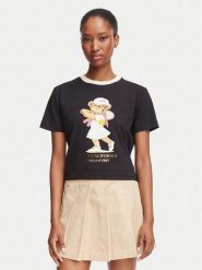 Guess T-Shirt V6BI14 K6742 Czarny Regular Fit. Czarne t-shirty damskie Guess, l, z aplikacjami, z bawełny, bez kołnierzyka. Za 174.99 zł.