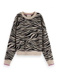 Scotch & Soda Sweter w kolorze beżowo-czarnym rozmiar: XS. Brązowe swetry klasyczne damskie Scotch & Soda, xs, z bawełny, bez kołnierzyka. Za 144.92 zł.