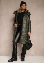 Zielona Kurtka z Pikowanymi Przeszyciami i Ściągaczami po Bokach Balinne. Zielone kurtki damskie Renee, l, bez wzorów, z jeansu, bez kaptura. Za 179.99 zł.
