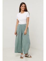 Lin Passion Lniane spodnie w kolorze zielonym rozmiar: 36/38. Zielone spodnie materiałowe damskie Lin Passion, bez wzorów, ze lnu. Za 121.99 zł.