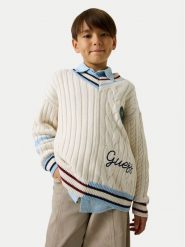 Guess Sweter L6YR14 Z0892 Kremowy Regular Fit. Białe swetry chłopięce Guess, z bawełny, bez kołnierzyka. Za 264.99 zł.