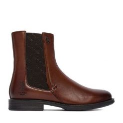 Botki U.S. Polo Assn. Brązowe botki damskie U.S. Polo Assn., bez obcasa, na płaskiej podeszwie, bez zapięcia. Za 429.99 zł.