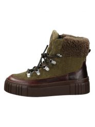 GANT Footwear Skórzane botki "Snowmont" w kolorze oliwkowym rozmiar: 36. Zielone botki damskie GANT Footwear, ze skóry, eleganckie, bez obcasa, bez zapięcia. Za 329.89 zł.