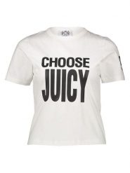 Juicy Couture Koszulka w kolorze białym rozmiar: M. Białe bluzki damskie Juicy Couture, m, bez wzorów, z bawełny, bez kołnierzyka, bez ramiączek. Za 118.56 zł.