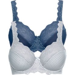 Biustonosz na fiszbinach z delikatną koronką (2 szt.). Czarne biustonosze bonprix, z aplikacjami, z koronki. Za 84.99 zł.