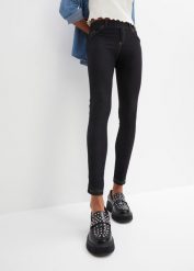Legginsy w optyce dżinsu z mieszanki bawełny. Czarne legginsy damskie bonprix, bez wzorów, z bawełny. Za 129.99 zł.