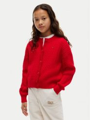 Tommy Hilfiger Kardigan KG0KG09076 Czerwony Regular Fit. Czerwone swetry dziewczęce Tommy Hilfiger, bez wzorów, z bawełny, bez kołnierzyka, bez ramiączek. Za 369.99 zł.