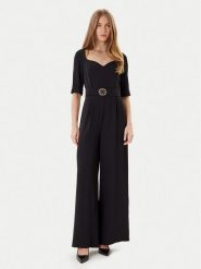 Rinascimento Kombinezon CFC0125323003 Czarny Wide Leg. Czarne sukienki damskie Rinascimento, bez wzorów, z syntetyku, bez ramiączek. Za 459.99 zł.