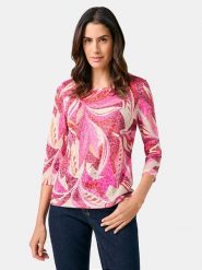 Gerry Weber Koszulka w kolorze kremowo-różowo-fioletowym rozmiar: 44. Brązowe bluzki damskie Gerry Weber, bez wzorów, bez kołnierzyka, bez ramiączek. Za 92.21 zł.