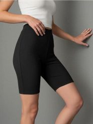 Szorty kolarki w prążek - czarny. Czarne spodenki sportowe damskie Sinsay, l, bez wzorów. W wyprzedaży za 15.99 zł.
