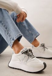 Białe Streetwearowe Sneakersy Chunky VICES na Platformie Ilnatea. Białe obuwie sportowe damskie Renee, z jeansu, bez zapięcia, na fitness i siłownię. Za 99.99 zł.